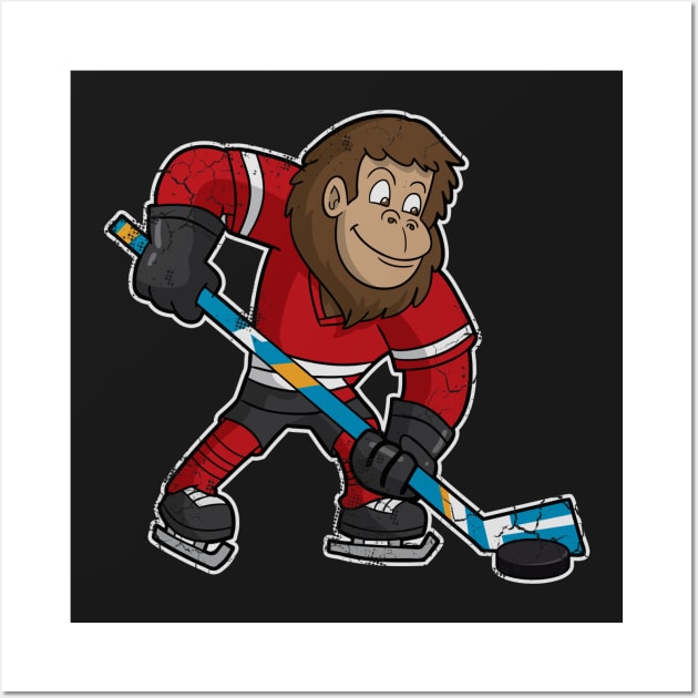 Bigfoot Squatch Hockey Player Wall Art by E